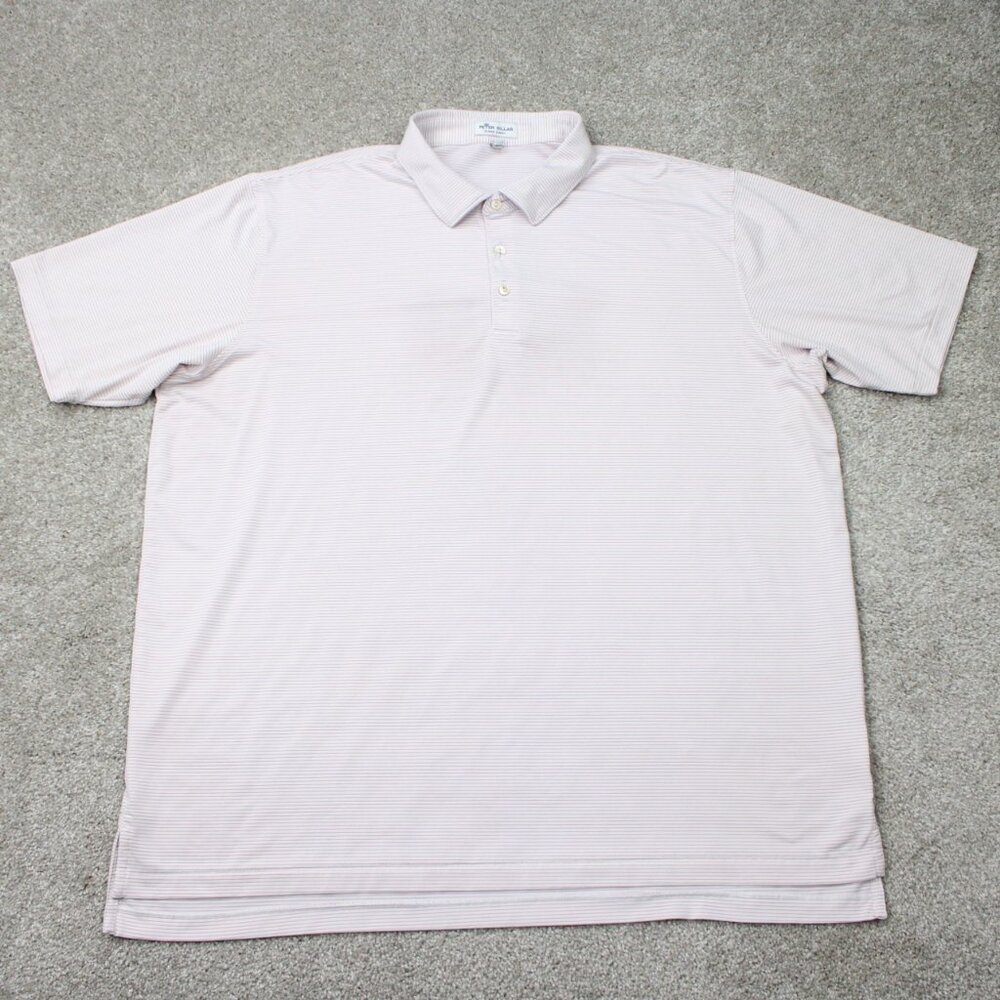 Peter Millar Polo‎ Shirt Mens 2XL Pink/White Summer Comfort Halford Performance